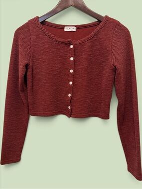 LEWKIN Long-Sleeve Everyday Cardigan 
Casual Style Burgundy Size M.